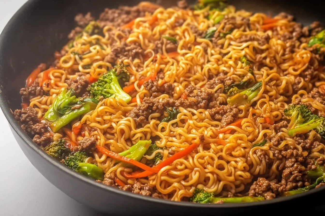 Ground Beef Ramen Skillet