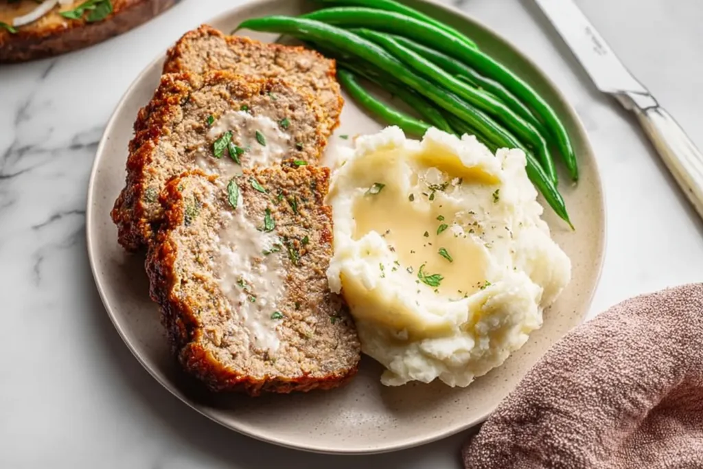 Ground Turkey Meatloaf Freshly Baked Slice