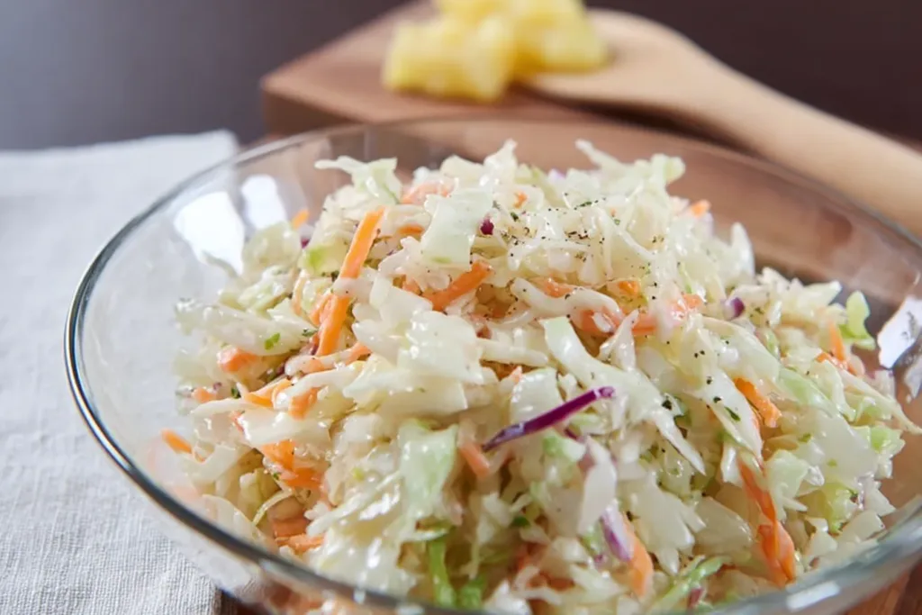 Hawaiian Coleslaw with Pineapple and Cabbage