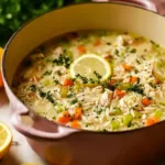 Hearty Lemon Chicken Orzo Soup in a Beautiful Bowl