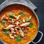 High Protein Chicken Pumpkin Lentil Soup in a Bowl