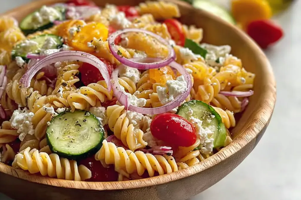 High Protein Greek Pasta Salad Bowl