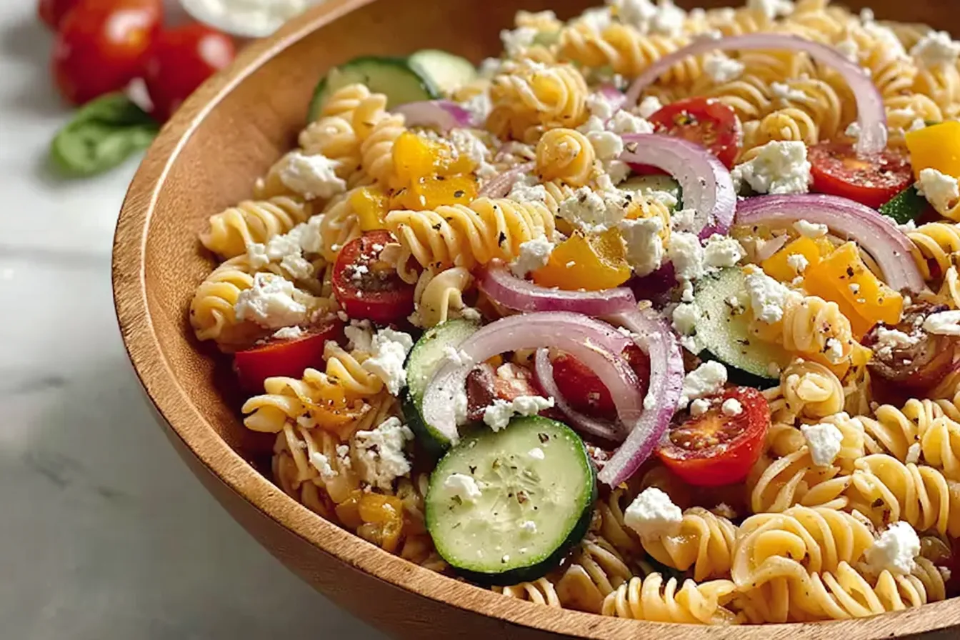High Protein Greek Pasta Salad 