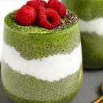 High-Protein Matcha Chia Pudding in a Glass Cup