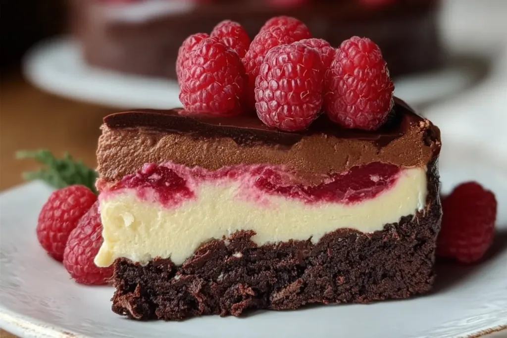 Himbeer-Brownie-Cheesecake Slice