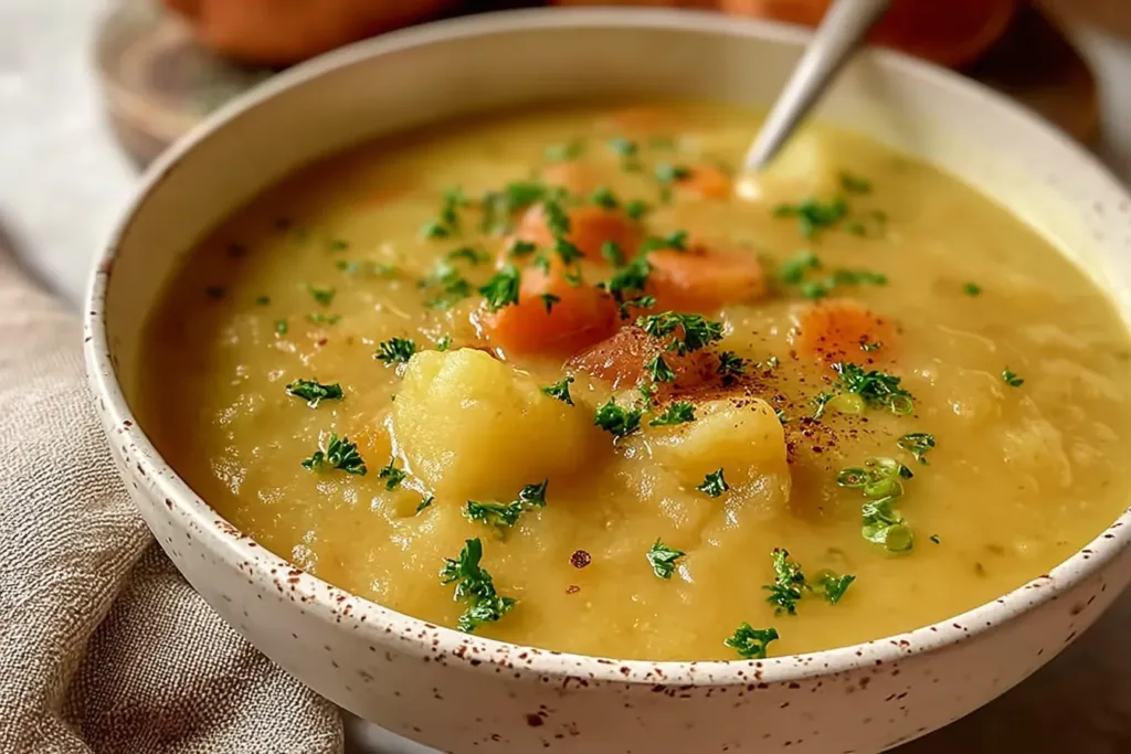 Homemade German Potato Soup in a Bowl