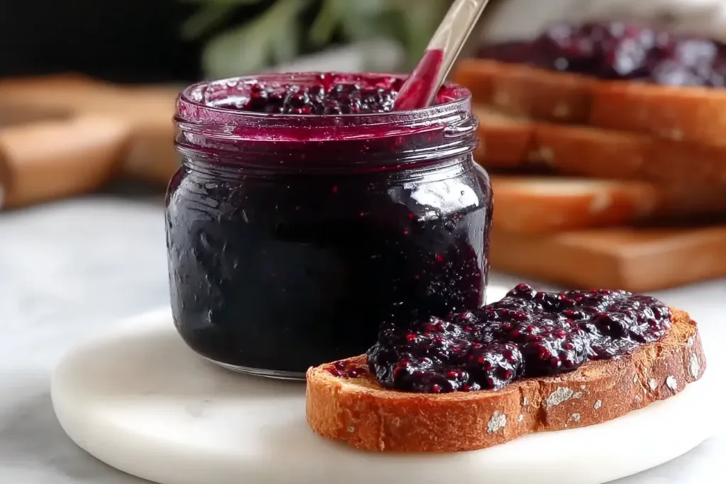Homemade Mulberry Jam in a Jar