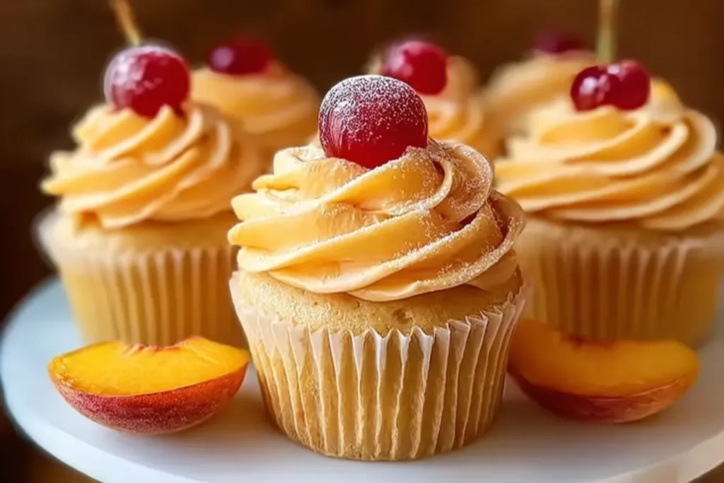 Delicious Homemade Peach Bellini Cupcakes Ready to Serve