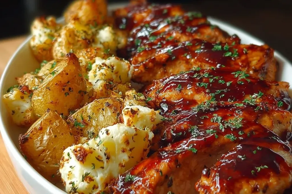 Honey BBQ Chicken Potatoes Plated Delightfully