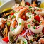 Italian Seafood Salad Close-Up: Fresh Ingredients Revealed