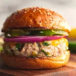 Delicious Jalapeño Burger (Turkey + Cheddar) on a Plate