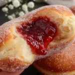 Delicious Jam Donuts on a White Plate