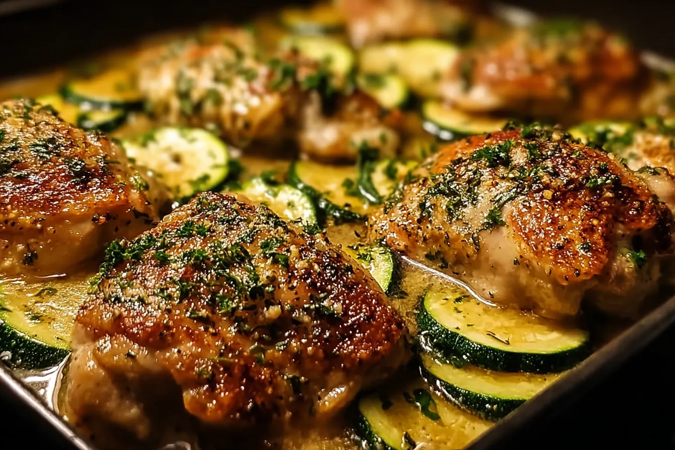 Juicy Chicken Thigh Zucchini Bake: Easy Comfort Dinner Delight