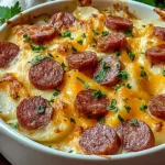 Delicious Kielbasa Potato Casserole Fresh Out of the Oven