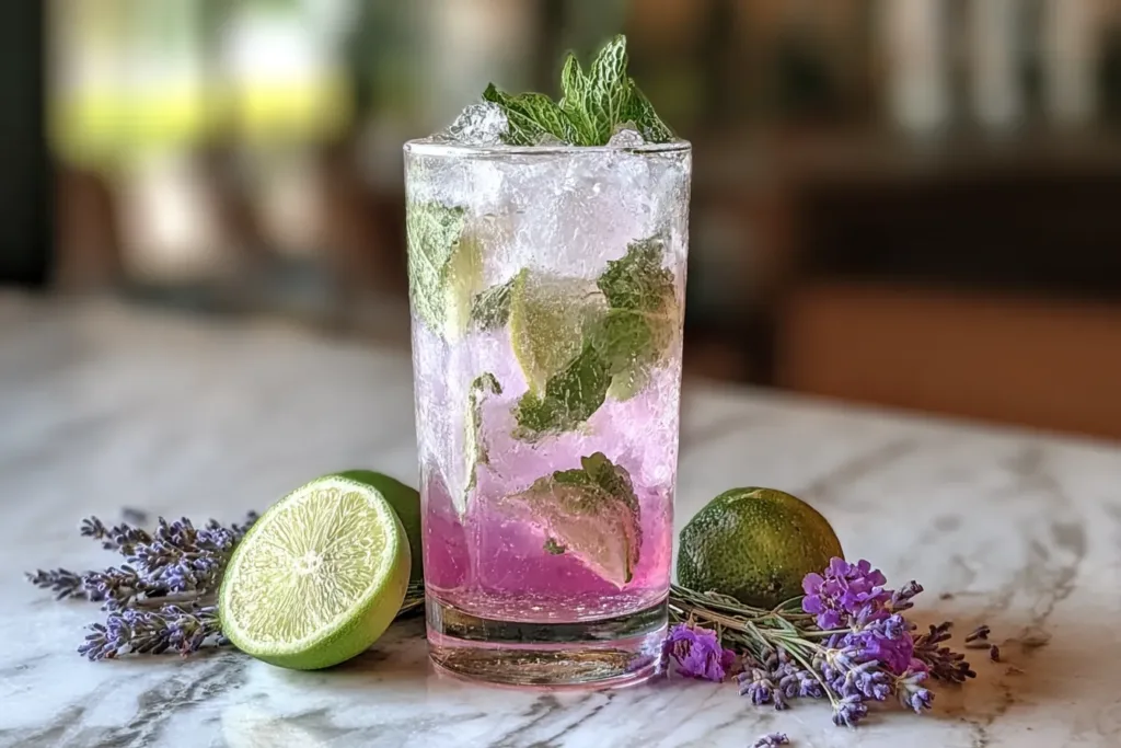 Lavender Mojito Mocktail in a Refreshing Glass