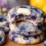 Delicious Lemon Blueberry Cheesecake Cookies on a Plate