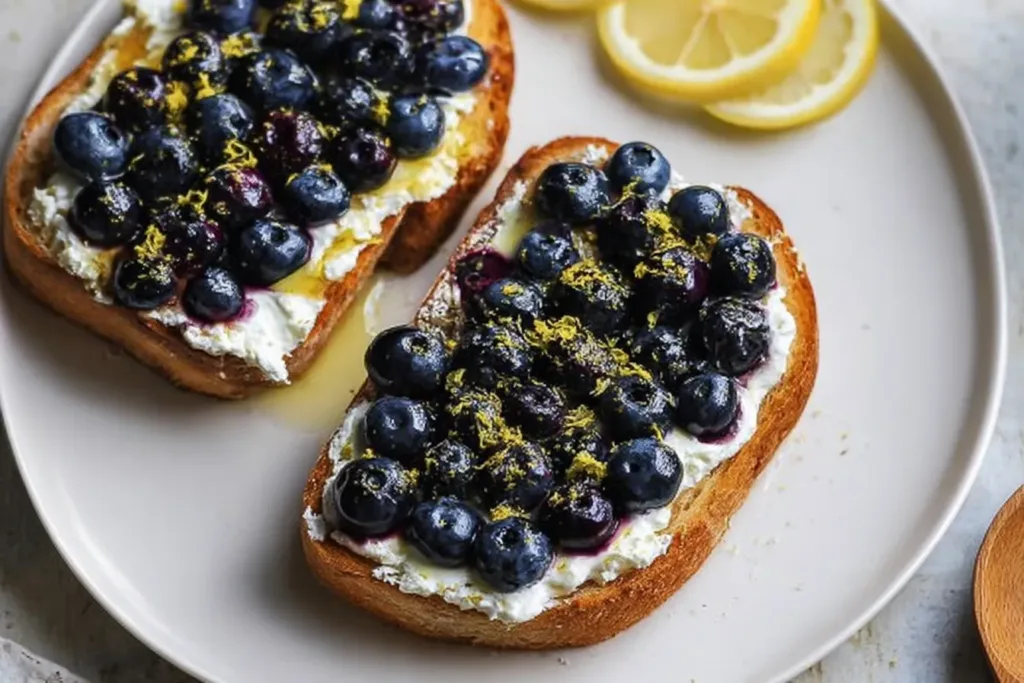Lemon Blueberry Ricotta Toast with Fresh Berries
