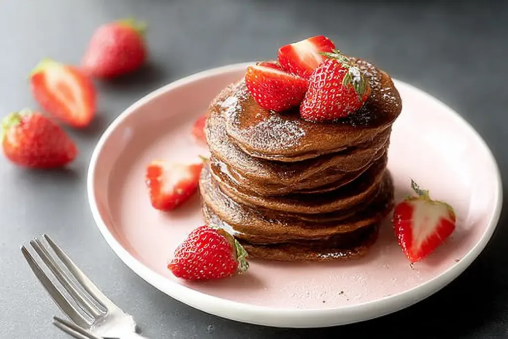 Decadent Low Carb Chocolate Pancakes Stacked High