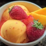 Mango Strawberry Sorbet in a Bowl