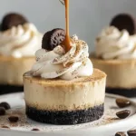 Mini Coffee Cheesecakes Plated with Topping