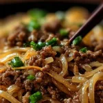Delicious Mongolian Ground Beef Noodles in a Bowl