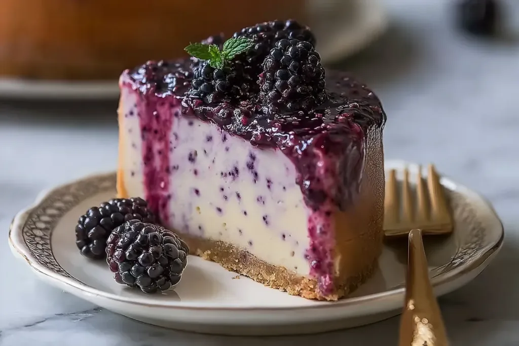 Mulberry and Earl Grey Cheesecake Slice