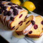Mulberry Lemon Ricotta Cake Slice