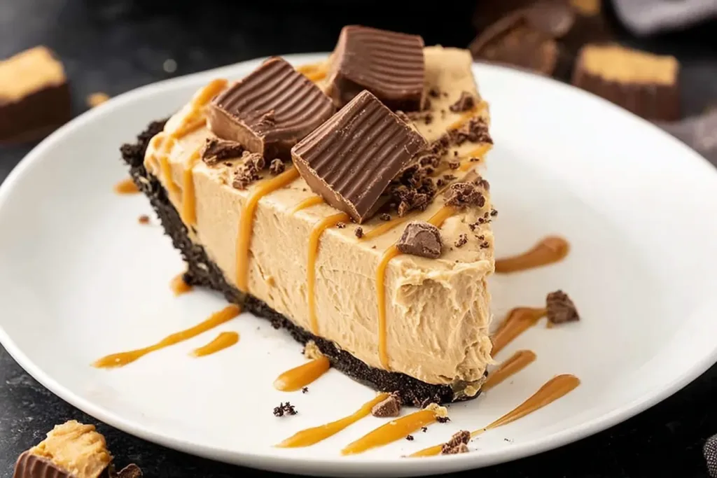 No Bake Peanut Butter Pie on a Plate