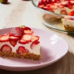 No Bake Sugar Free Strawberry Cheesecake Slice
