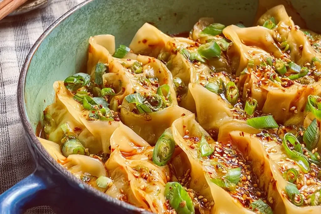 Delicious One Pan Dumpling Dinner Ready to Serve
