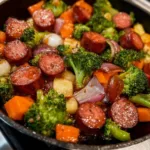 One-Pan Honey Garlic Kielbasa and Veggies in a Skillet