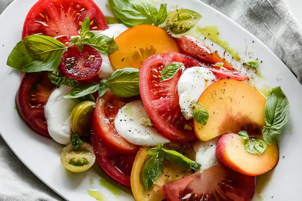 Vibrant Peach and Tomato Caprese Salad for Summer
