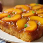 Delicious Peach Upside-Down Cake Freshly Baked