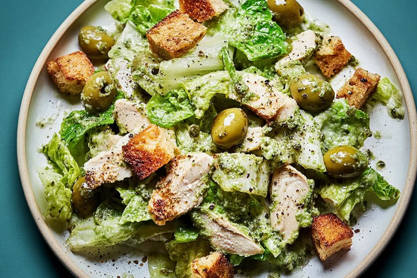 Pesto Caesar Salad with Castelvetrano Olives: A Fresh Twist! 5 Pesto Caesar Salad with Castelvetrano Olives