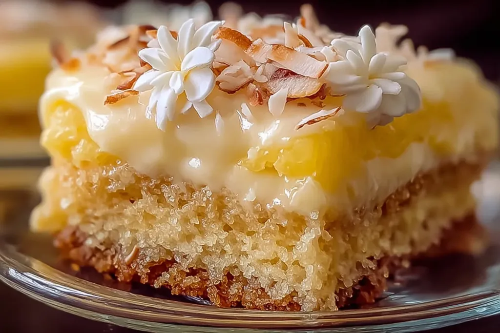 Pineapple Coconut God Bless America Cake Slice