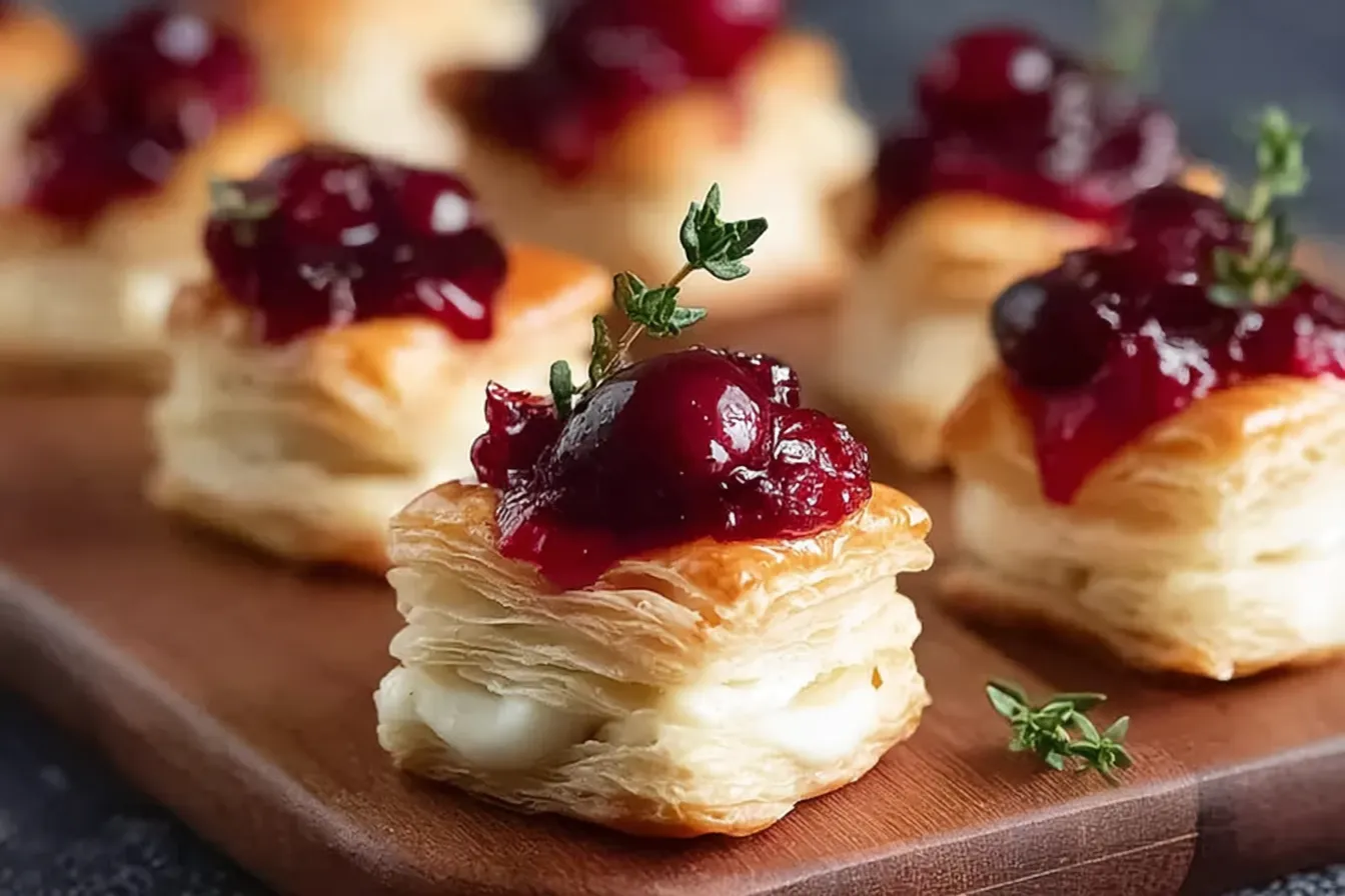 Puff Pastry Cranberry Brie Bites 
