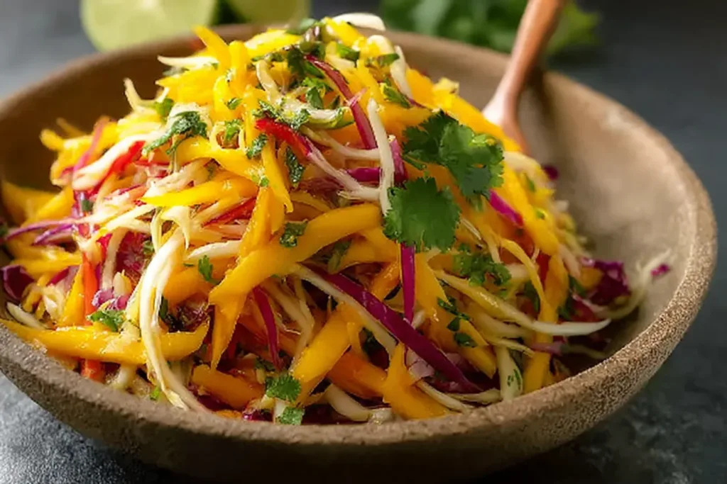Colorful Quick And Easy Mango Slaw in a Bowl