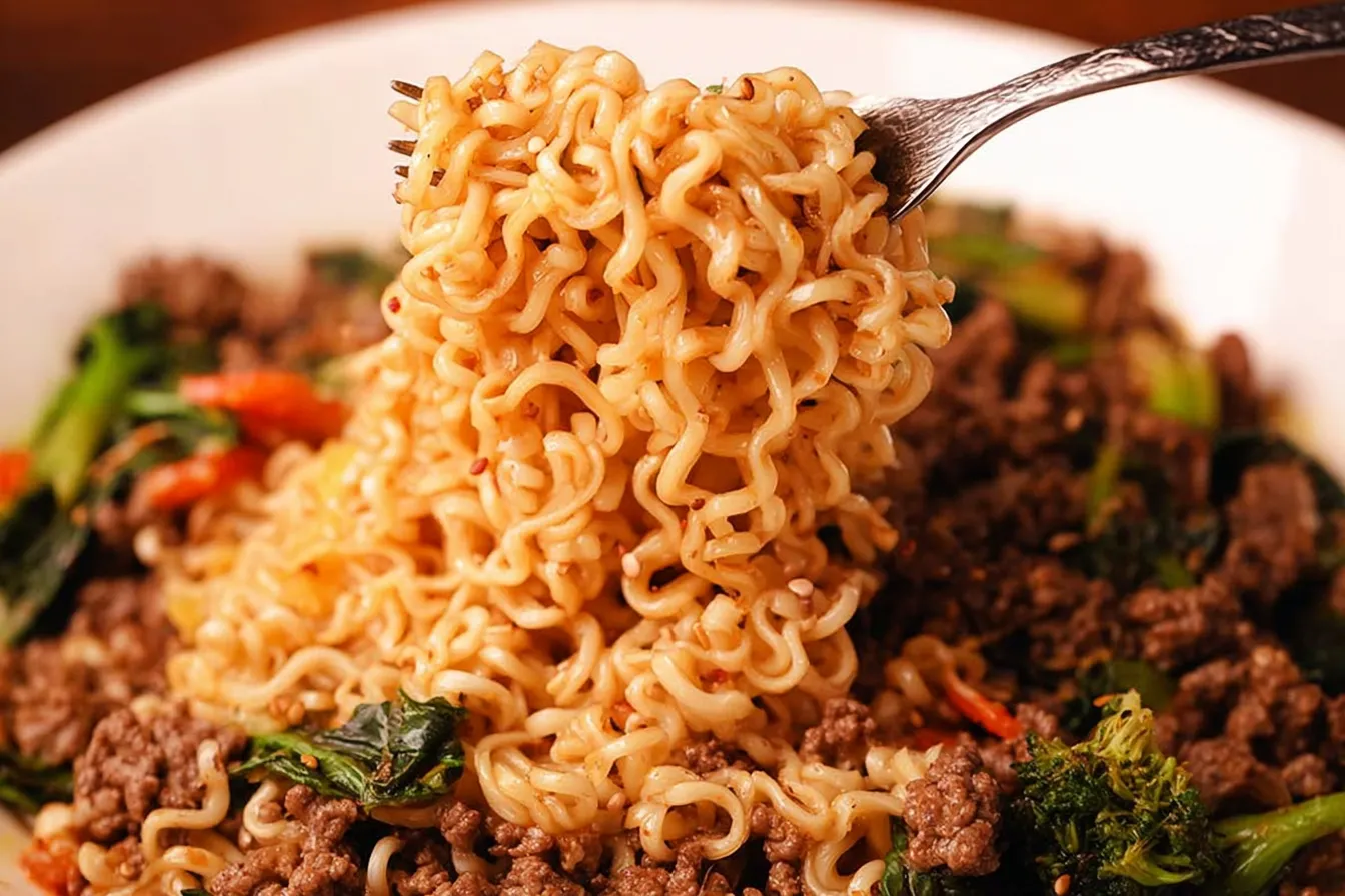 Quick Ground Beef Ramen Stir Fry