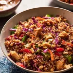 Delicious Quinoa Salad with Peanut Dressing Served in Bowl