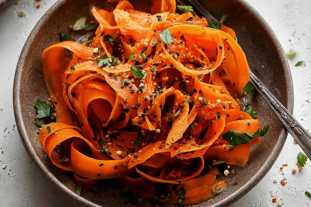 Colorful Raw Carrot Salad on a Fresh Plate