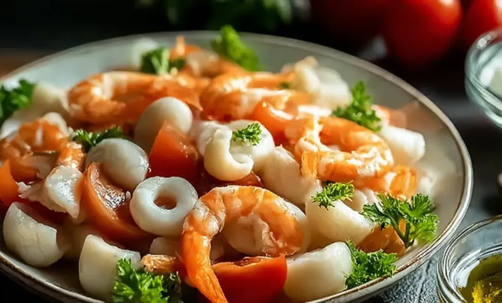 Vibrant Refreshing Mixed Seafood Salad in a Bowl
