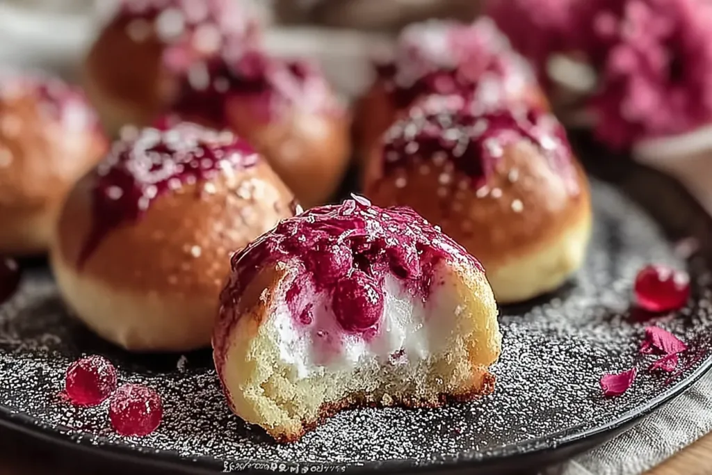 Delicious Rhubarb Cheesecake Bombs Ready to Enjoy