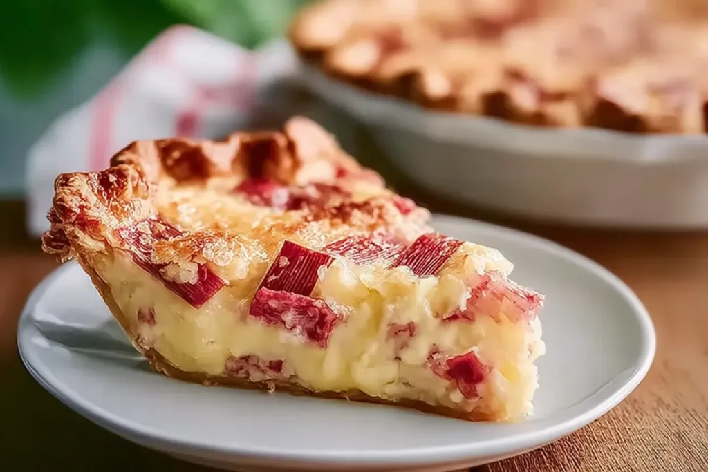 Delicious Rhubarb Custard Pie Slice
