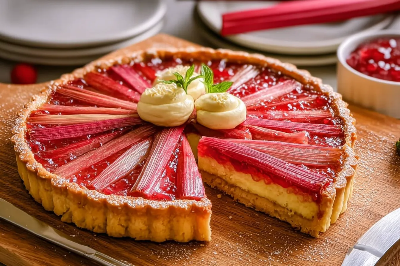 Rhubarb Custard Tart with Pastry Cream and Compote 