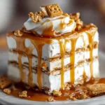 Ritz Cracker Salted Caramel Icebox Cake Slice