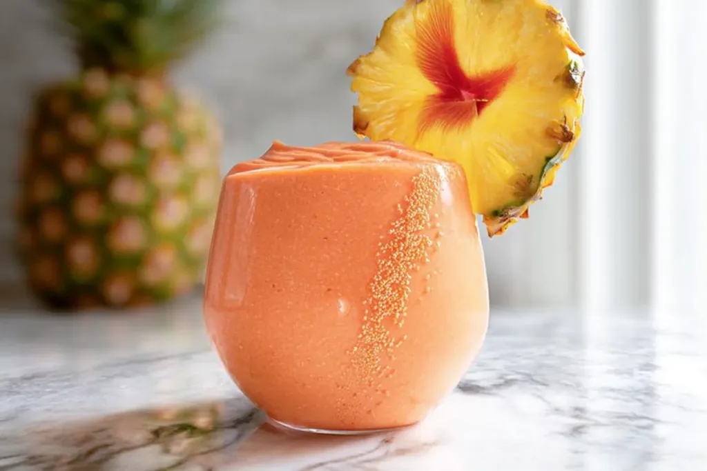 Tropical Sunrise Protein Smoothie in a Glass