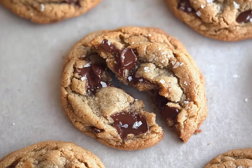 Salted Brown Butter Chocolate Chip Cookies on a Plate