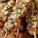 Savory Garlic Parmesan Chicken Skewers Ready for Grilling