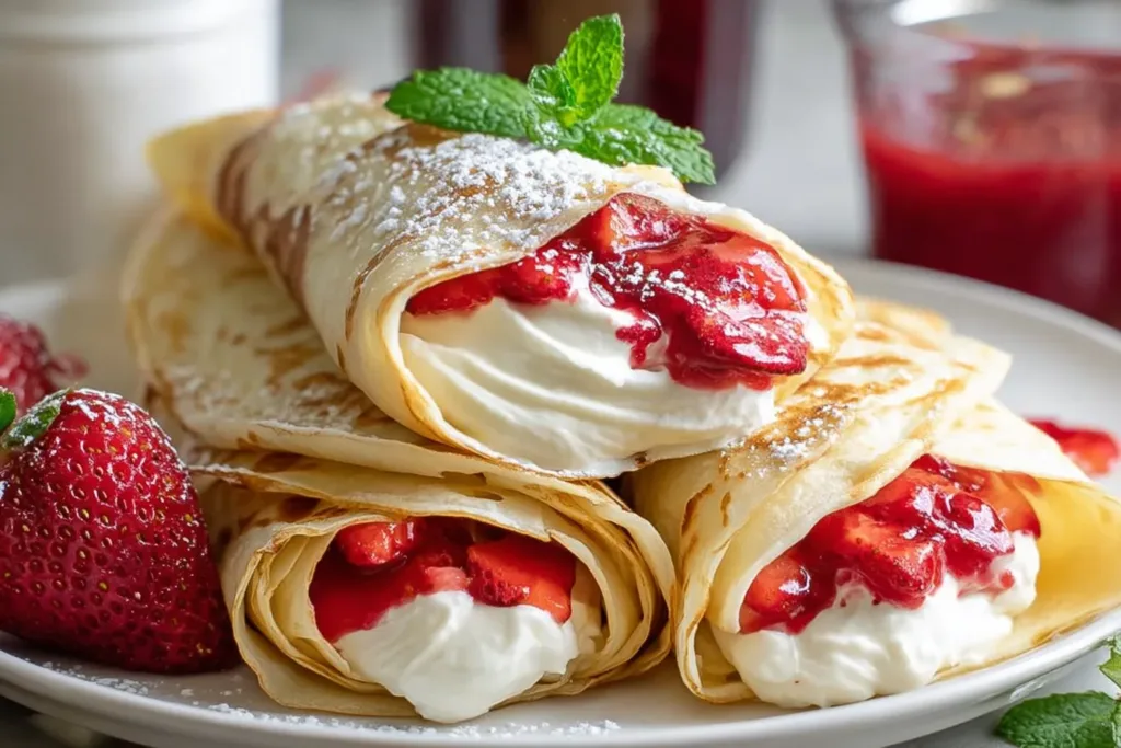 Delicious Strawberry and Cream Cheese Crepes