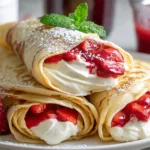 Delicious Strawberry and Cream Cheese Crepes